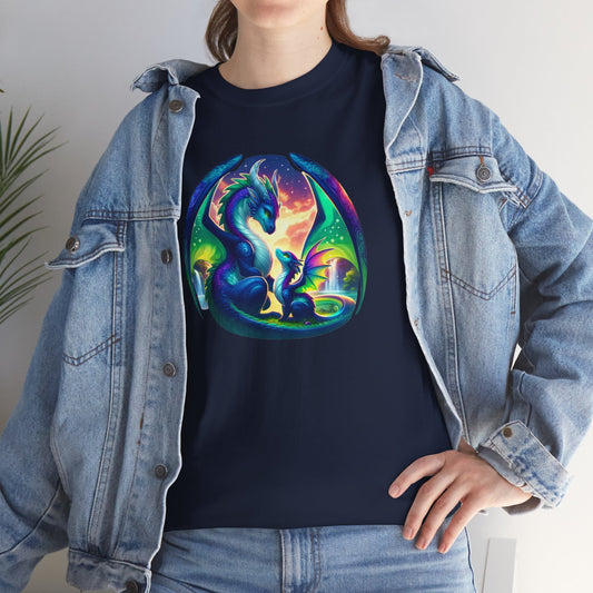 Cosmic mother dragon t - shirt | unisex heavy cotton tee - navy / s