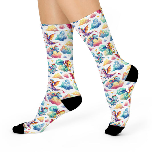 Skyward Dragon DTG Crew Socks - Walk on Clouds with Every Step